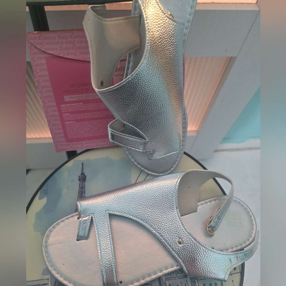 Metallic Silver Dress Sandals - Classic Strappy Style